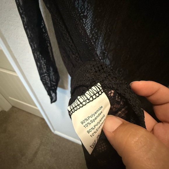 Grace Karin Black Lace Sheer Long Sleeve Blouse size XL - Picture 6 of 6